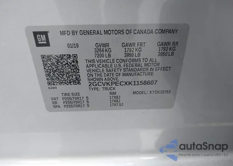 2019 Chevrolet Silverado 1500 Ld Lt from USA, damaged, VIN 2GCVKPECXK1158607